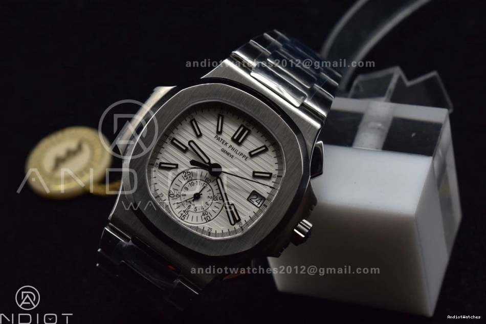 Mod Stk PPF Date Nautilus SS SS A7750 435 Wht Chrono 5980 Cozy 0325